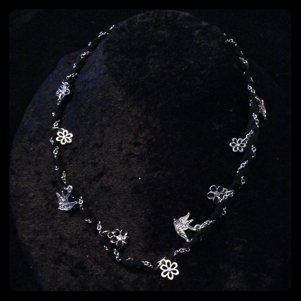 Bird and Flower Braided Necklace